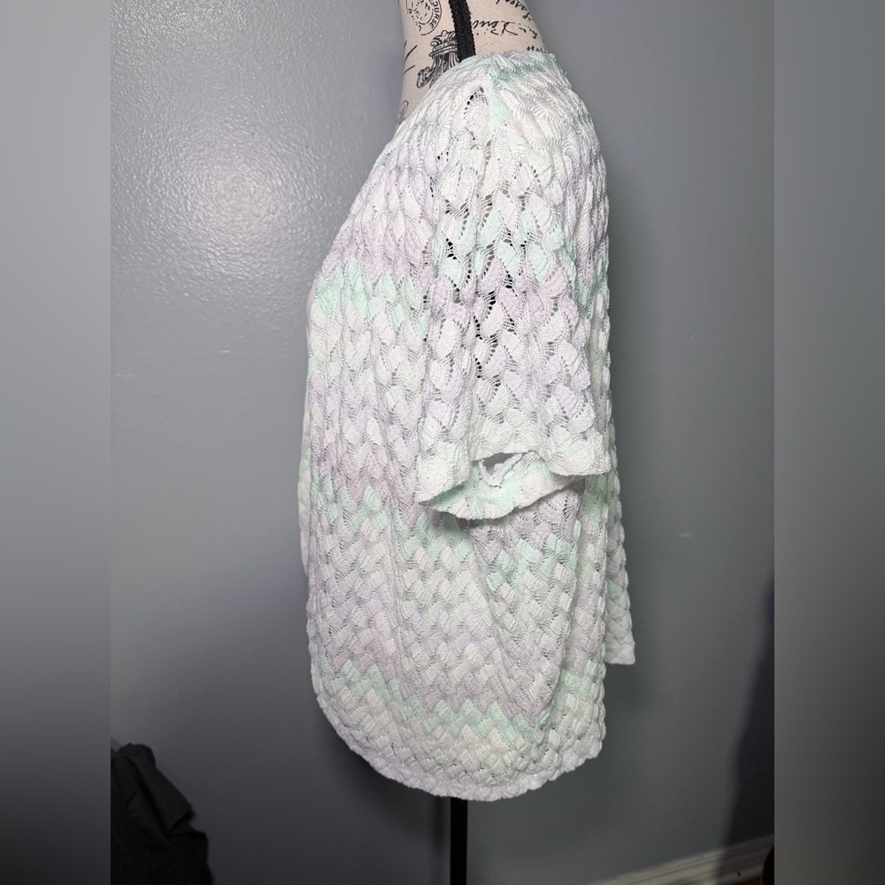 Alfred Dunner Pastel Lace Overlay Blouse – Petite Large - Picture 6 of 7